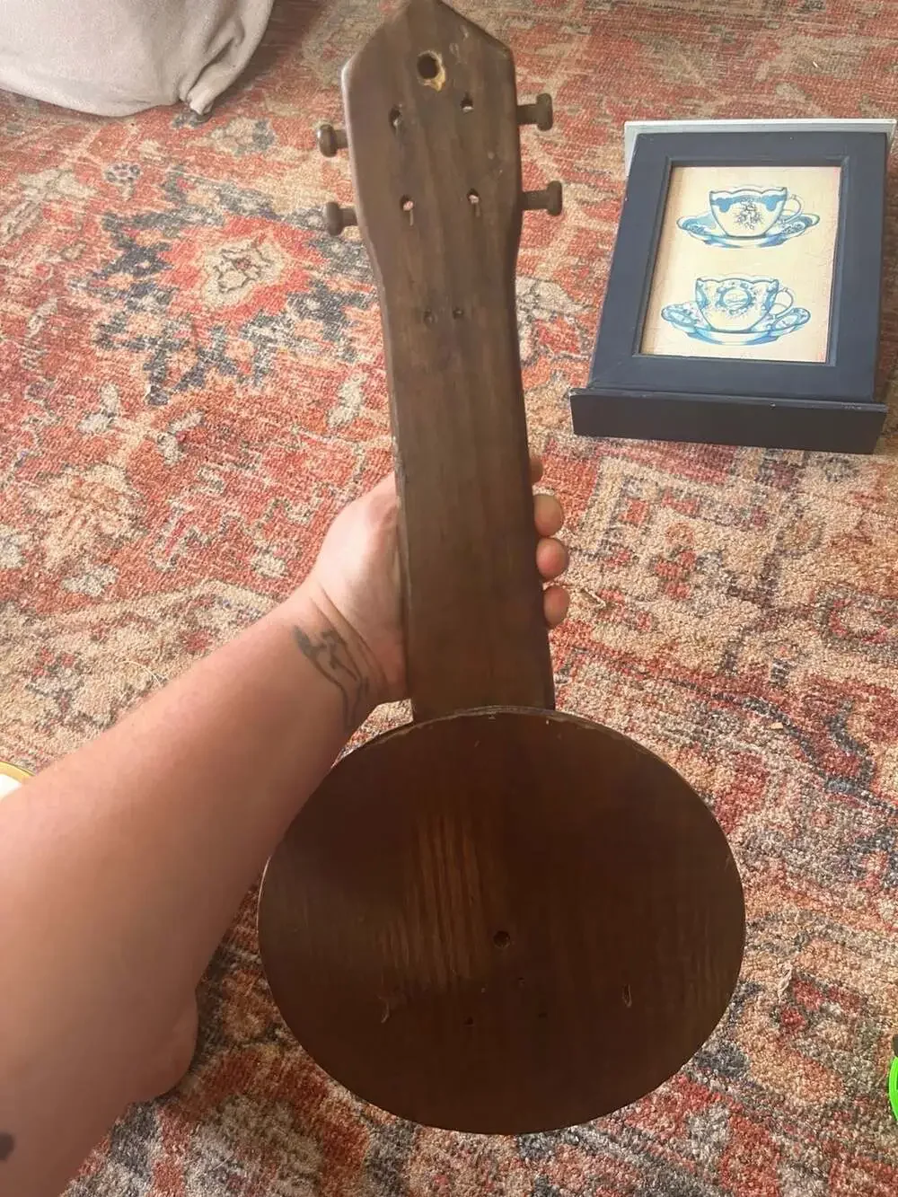 Vintage Handcrafted Wooden Guitar Shape Wall Mount Shelf